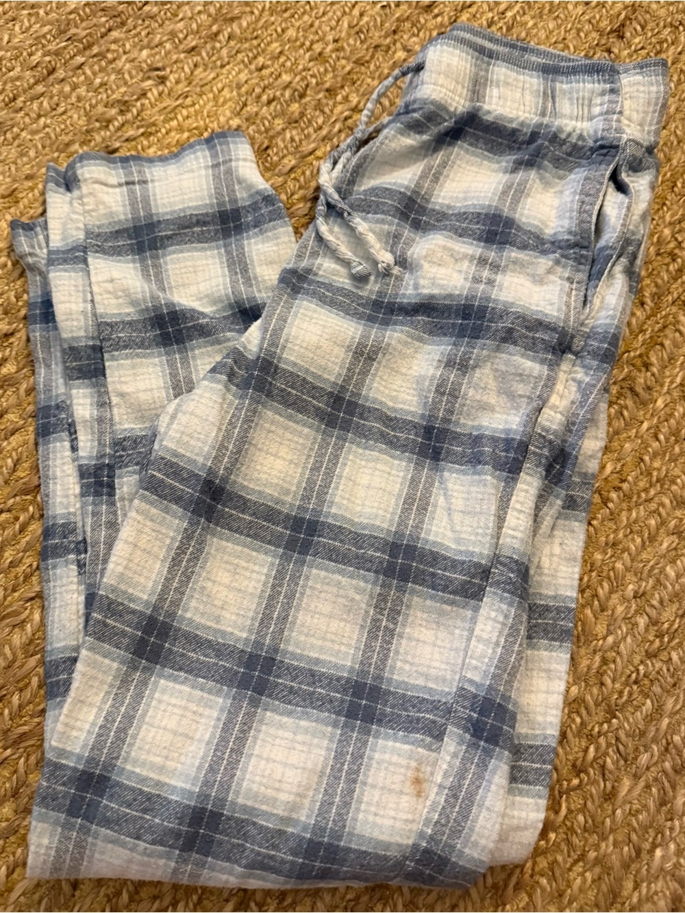 Hollister Men’s Teen Blue Plaid Pajama Sleep Drawstring Pants Size Small